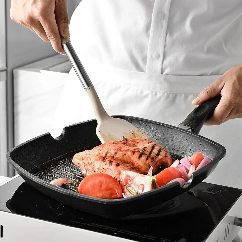 12-Piece Silicone Kitchen Utensil Set with 360° Rotating Holder – Heat Resistant, Space-Saving Design